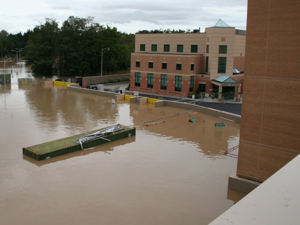 FloodBreak passive flood barriers blocked floodwaters which had flooded the rear parking lots