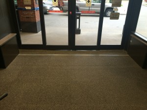 Mercy Hospital - carpet covering hides the permanently installed passive automatic pedestrian gate