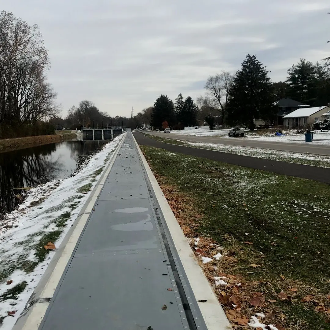 flood barrier in snow